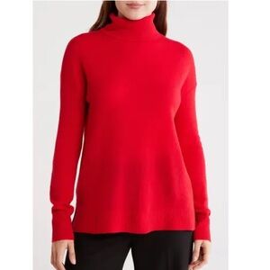 Nordstrom 100% Cashmere Turtleneck Sweater Red Size Medium ❤️